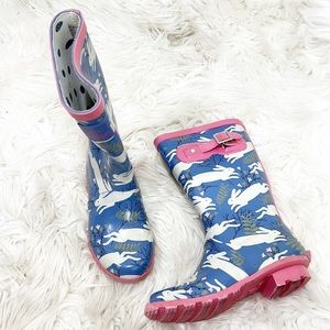 Mini Boden Blue and Pink Bunny Rain Boot Wellies size 32 / 1